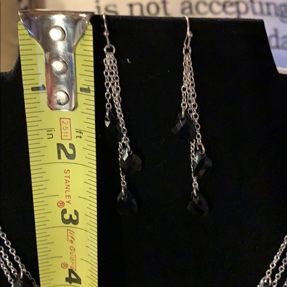 Vintage Silver & Jet Bead Necklace & Wire Earrings - Picture 6 of 6